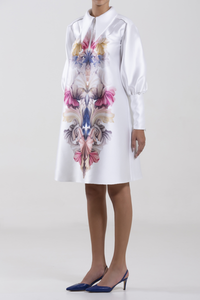 Saiid Kobeisy Floral-print Piqué Dress In White