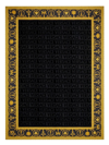 Versace Gold And Blue Cotton Baroque Towel In Black