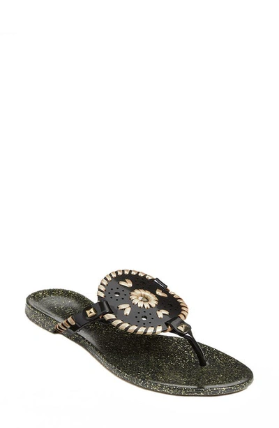 Jack Rogers Georgica Jelly Thong Sandals In Black
