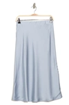 Renee C Solid Satin Midi Skirt In Steel Blue