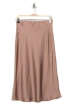 Renee C Solid Satin Midi Skirt In Dune