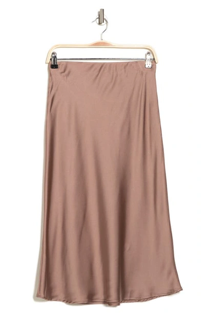 Renee C Solid Satin Midi Skirt In Dune