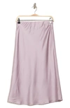 Renee C Solid Satin Midi Skirt In Lavender