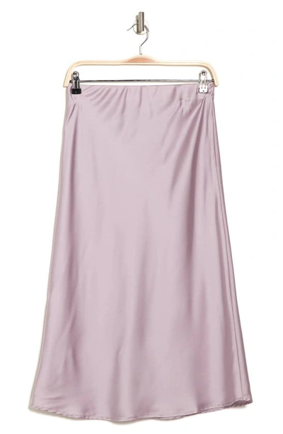 Renee C Solid Satin Midi Skirt In Lavender