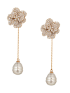 Eye Candy La Women's Luxe Golden Rose Cubic Zirconia & Glass Pearl Drop Earrings In Rose