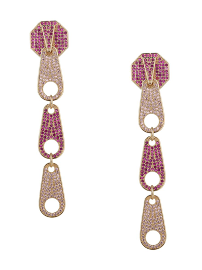 Eye Candy La Women's Luxe Madison Two-tone Cubic Zirconia Drop Earrings In Brass