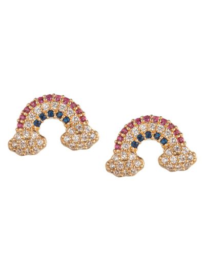 Eye Candy La Women's The Luxe Harper Goldtone & Cubic Zirconia Rainbow Stud Earrings In Brass