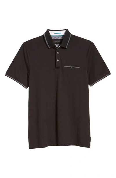 Ted Baker Tortila Slim Fit Tipped Pocket Polo In Black