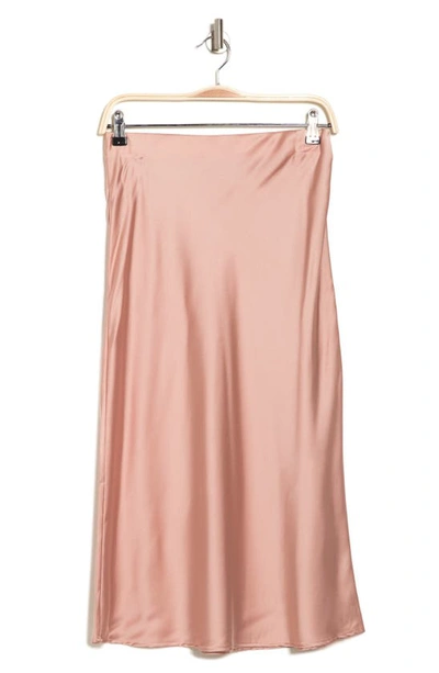 Renee C Solid Satin Midi Skirt In Rose