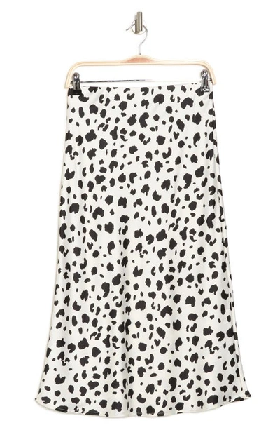 Renee C Cheetah Print Satin Midi Skirt In Ivory