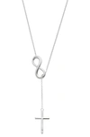 SIMONA STERLING SILVER INFINITY & CROSS PENDANT NECKLACE