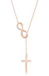 Simona Sterling Silver Infinity & Cross Pendant Necklace In Rose