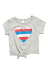 Harper Canyon Kids' Tie Front Graphic Tee In Grey Heather Marker Heart