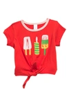 Harper Canyon Kids' Tie Front Graphic Tee In Red Fiery Popsicles