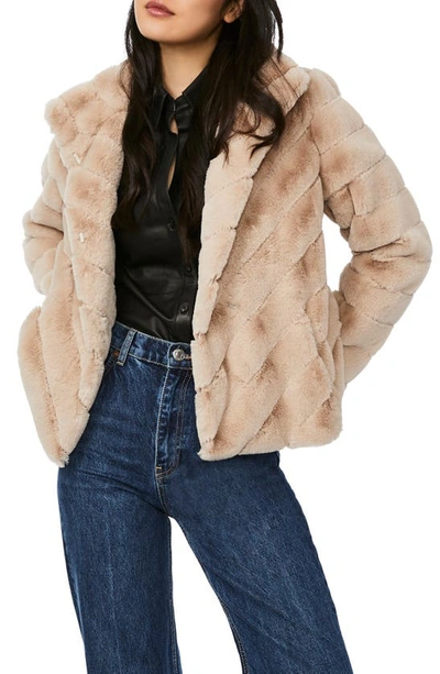 Bernardo Chevron Faux Fur Jacket In Taupe