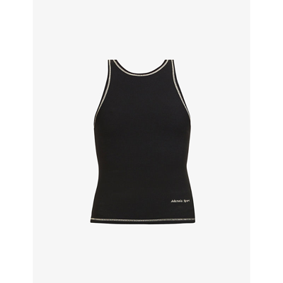 Adanola Contrast-stitch Brand-embroidered Stretch-cotton Vest In Black