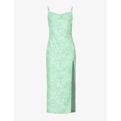 Pretty Lavish Keisha Maxi Slip Dress In Green Abstract Floral Print