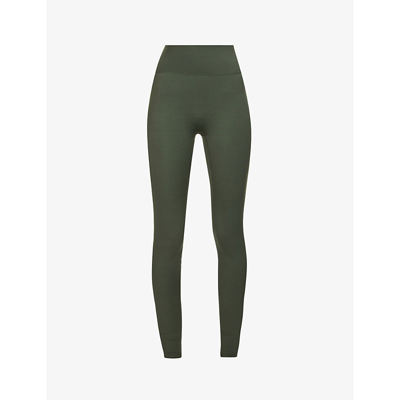 Adanola Ultimate Mid-rise Stretch-jersey Leggings In Dark Olive