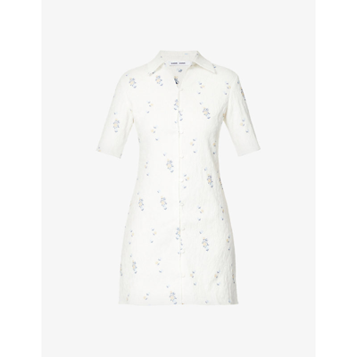 Samsoe & Samsoe Mariah Floral-print Stretch-woven Mini Dress In White Flower