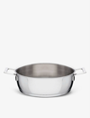 Alessi Silver Pots&pans Stainless Steel Low Casserole Pot In Silver