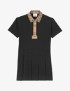 Burberry Girl's Sigrid Vintage Check Polo Shirt Dress In Black