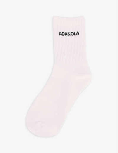 Adanola Pack Of Three Logo-embroidered Stretch-cotton Blend Socks In White