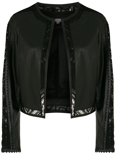 Martha Medeiros Micaela Lace-detail Leather Jacket In Black