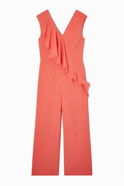 Cos Ruffled Jumpsuit In Orange