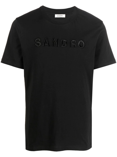 Sandro Embroidered-logo T-shirt In Black