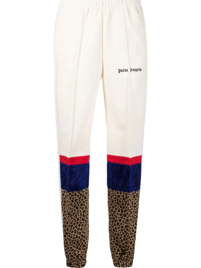 Palm Angels Multicolor Cotton Blend Track Pants In Cream