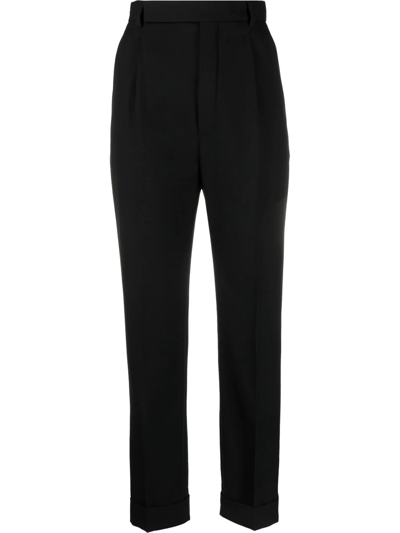 Saint Laurent Tapered-leg Tailored Trousers In Black