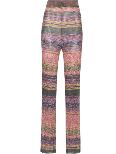 Marques' Almeida Striped Knitted High-waisted Trousers In Rosa