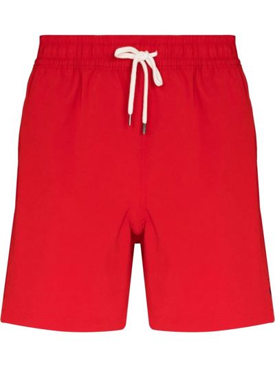Polo Ralph Lauren Embroidered-logo Corduroy Shorts In Red