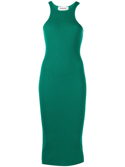 Monse Cutout Ribbed Cotton-blend Midi Dress In Turquoise