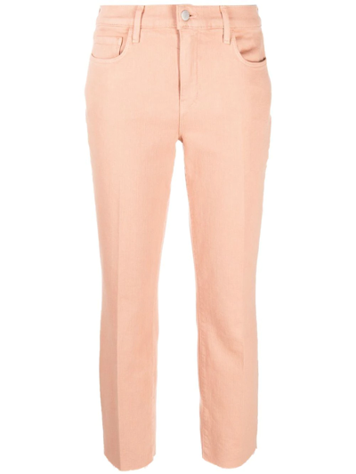 L Agence Sada Mid-rise Frayed Cropped Jeans In Pink