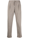 KITON LOGO-PATCH TAPERED TROUSERS
