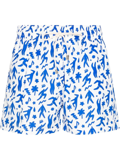 Arrels Barcelona Abstract-print Swim Shorts In White