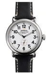 Shinola 'the Runwell' Leather Strap Watch, 41mm In Black/ White