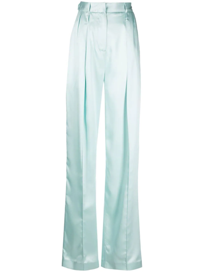 Act N°1 Wide-leg Satin-finish Trousers In Blue