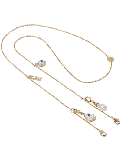 Miu Miu Crystal-embellished Eyewear Chain In Gold