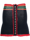 RABANNE COLOUR-BLOCK MACRAMÉ MINISKIRT