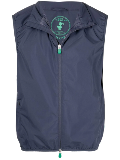 Save The Duck Zip-up Recycled Gilet In Blue