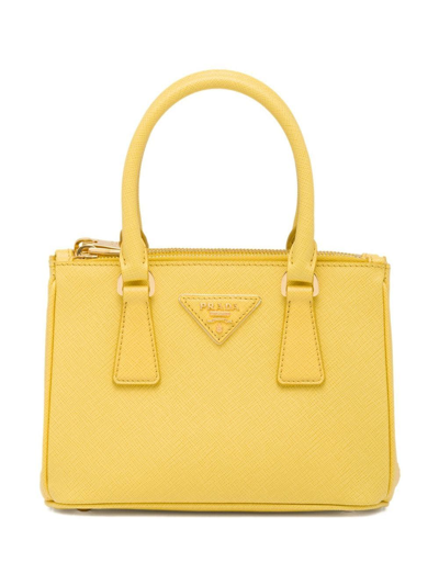 Prada Galleria Saffiano Leather Micro Bag In Sunny Yellow