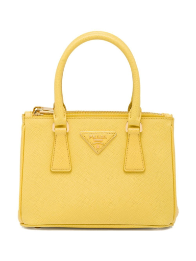 Prada Galleria Leather Mini Bag In Yellow