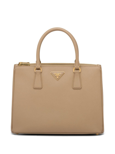 Prada Large Galleria Leather Bag In Beige Khaki