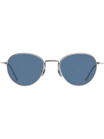 Prada Round-frame Tinted Sunglasses In Blue
