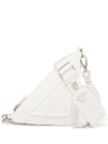 Prada Triangle Logo Raffia Shoulder Bag In White