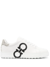 Ferragamo Women's Gancini Logo & Python Lace Up Low Top Sneakers In White