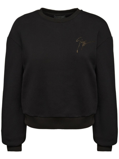 Giuseppe Zanotti Sauvanne Crystal-logo Sweatshirt In Black