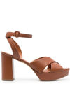 VIA ROMA 15 CRISS-CROSS 100MM PLATFORM SANDALS